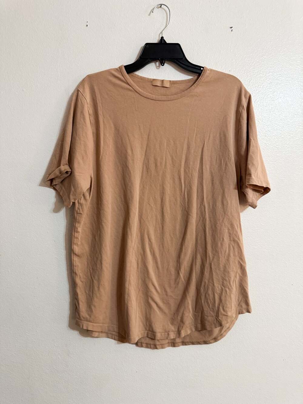 nuuds Tan Short Sleeve Crew Neck T-Shirt XL Curve hem men’s sand